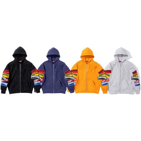 Supreme Supreme®/Thrasher® Multi Logo Zip Up Hooded Sweatshirt - $168.00