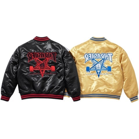Supreme®/Thrasher® Satin Varsity Jacket - Supreme