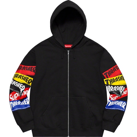Supreme Supreme®/Thrasher® Multi Logo Zip Up Hooded Sweatshirt - Black