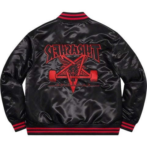 Supreme Supreme®/Thrasher® Satin Varsity Jacket - Black