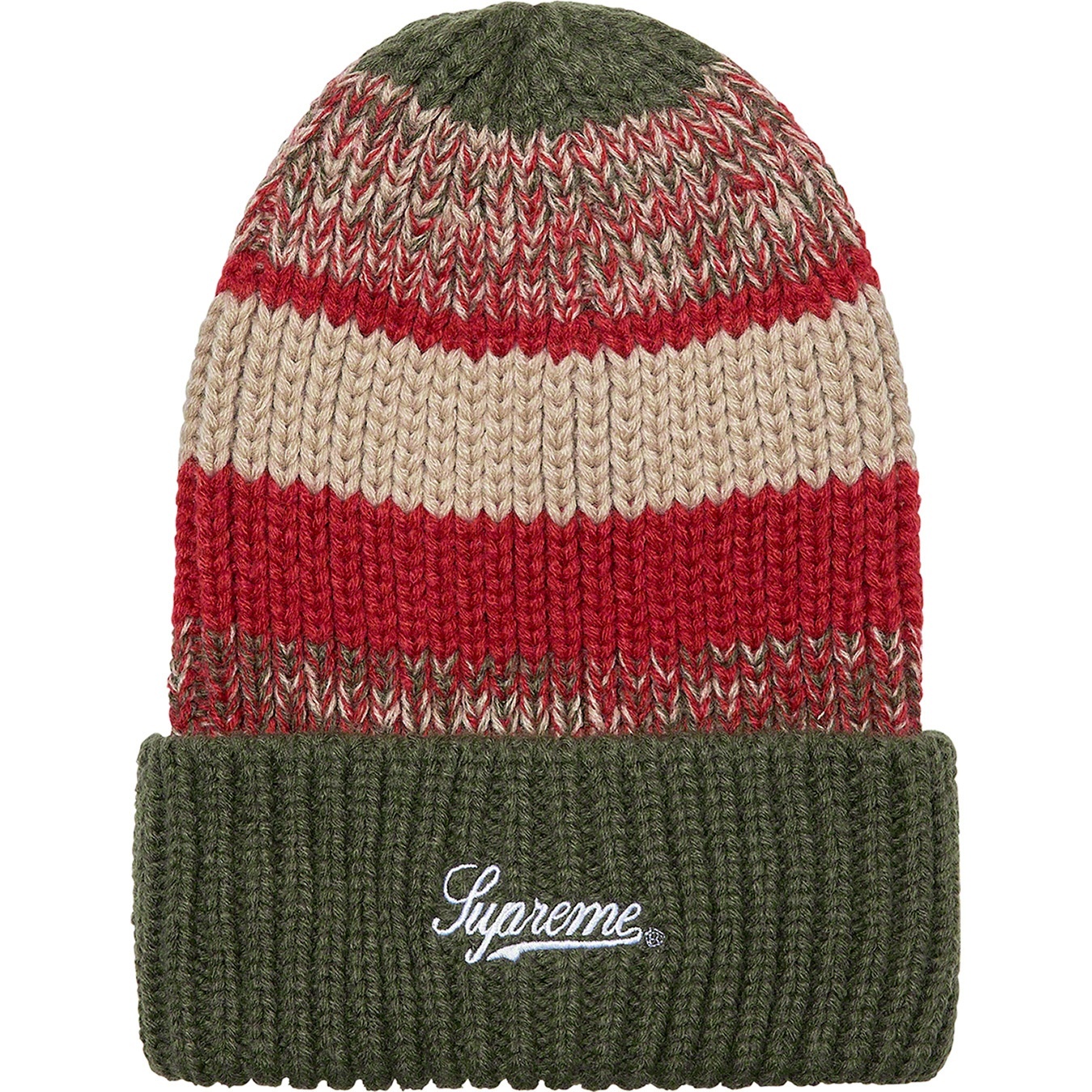Supreme Mixed Stripe Beanie (FW21) - Green - $38