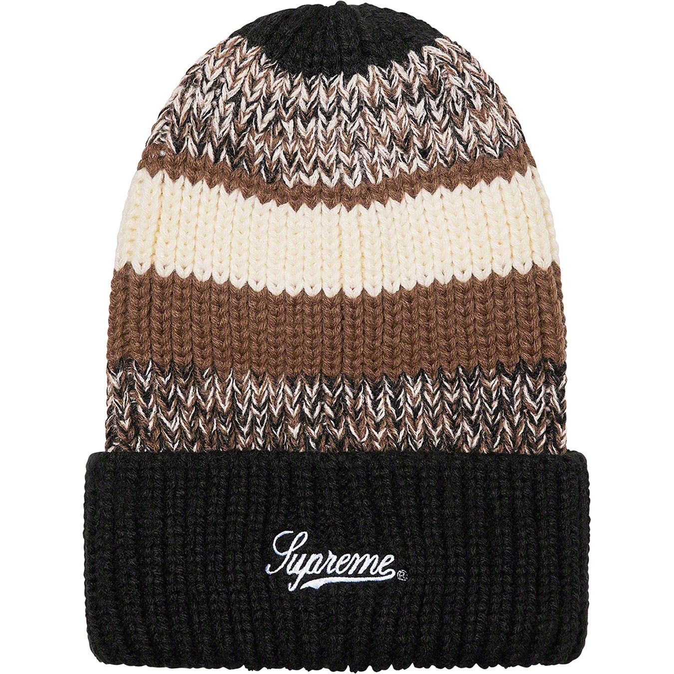 Supreme Mixed Stripe Beanie (FW21) - Black - $38
