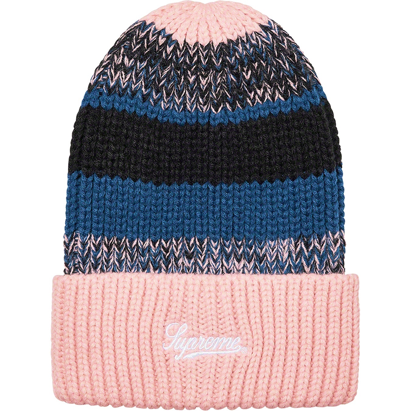 Supreme Mixed Stripe Beanie (FW21) - Pink - $38