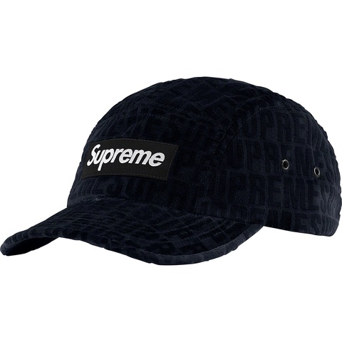 Supreme Velvet Pattern Camp Cap - Black