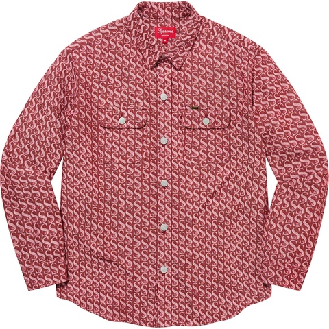 Supreme Monogram Denim Shirt - Red