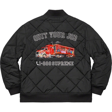 Supreme Quit Your Job Quilted Work Jacket - Black