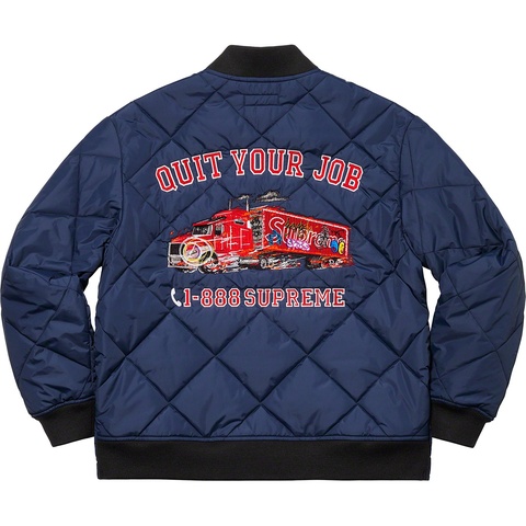 Supreme Quit Your Job Quilted Work Jacket - Blue