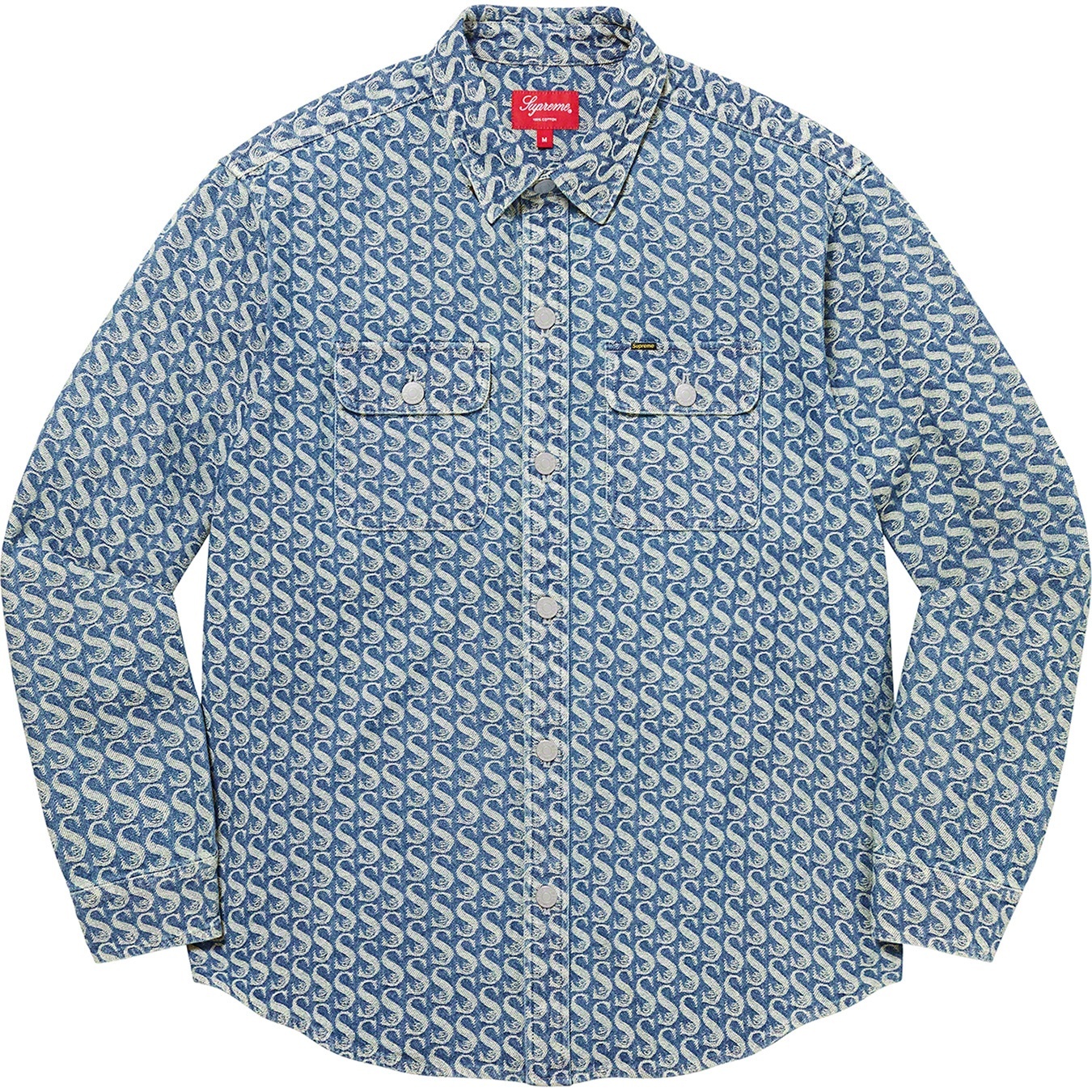 Supreme Monogram Denim Shirt (FW21) - Blue - $148