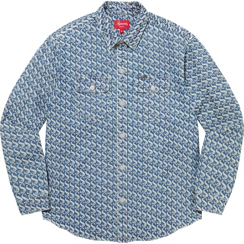 Supreme Monogram Denim Shirt - Blue