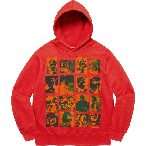 Supreme Collage Grid Hooded Sweatshirt - Burnt Red