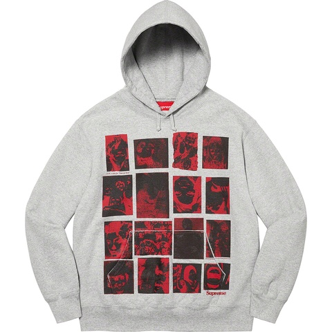 Supreme Collage Grid Hooded Sweatshirt - Heather Grey