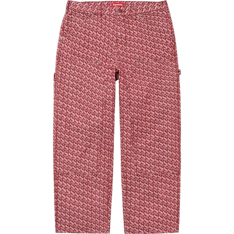 Supreme Monogram Double Knee Denim Painter Pant - Red