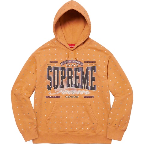 Supreme Rhinestone Hooded Sweatshirt - Light Mustard