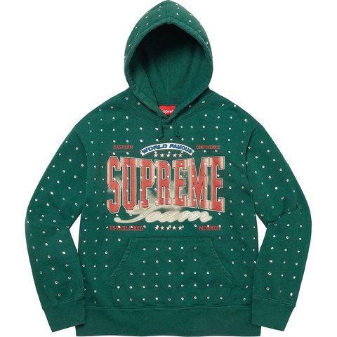 Supreme Rhinestone Hooded Sweatshirt - Dark Green