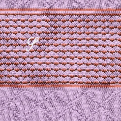 Supreme Knit Stripe L/S Polo - Dusty Light Purple