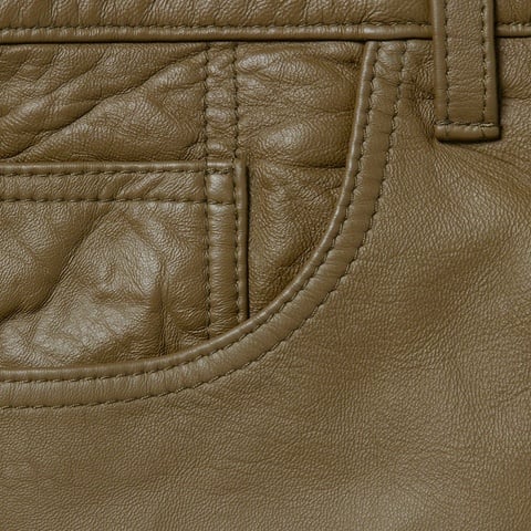 Supreme Leather 5-Pocket Jean - Olive