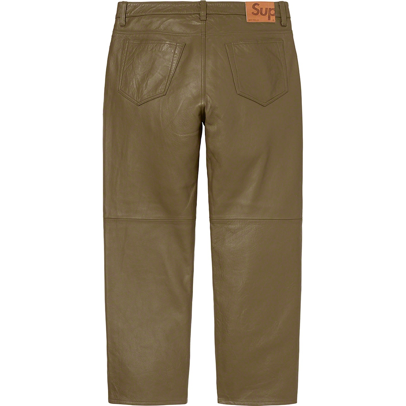 Supreme Leather 5-Pocket Jean (FW21) - Olive - $398