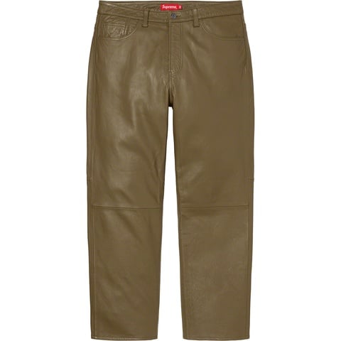 Supreme Leather 5-Pocket Jean - Olive