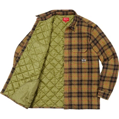 Supreme Quilted Plaid Flannel Shirt - Olive
