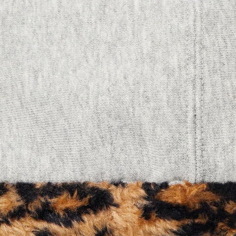 Supreme Leopard Trim Hooded Sweatshirt - Heather Grey
