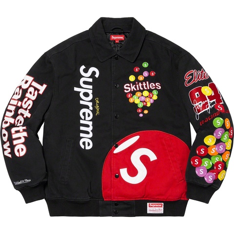 Supreme Supreme®/Skittles®/<wbr>Mitchell & Ness® Varsity Jacket - Black