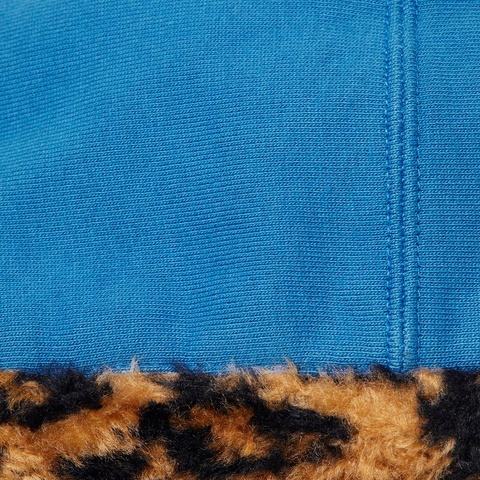 Supreme Leopard Trim Hooded Sweatshirt - Pale Royal