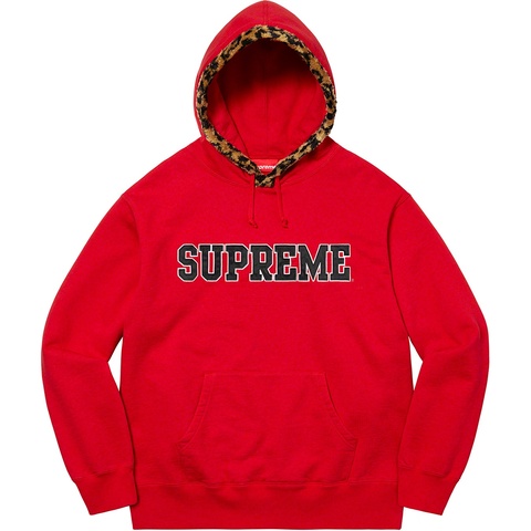Supreme Leopard Trim Hooded Sweatshirt - Red