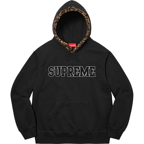 Supreme Leopard Trim Hooded Sweatshirt - Black