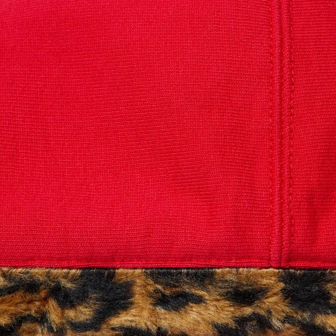 Supreme Leopard Trim Hooded Sweatshirt - Red