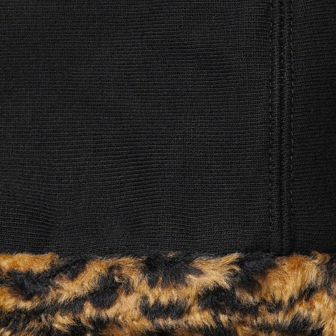 Supreme Leopard Trim Hooded Sweatshirt - Black