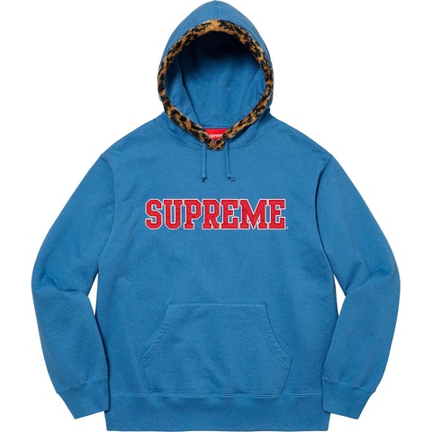 Supreme Leopard Trim Hooded Sweatshirt - Pale Royal