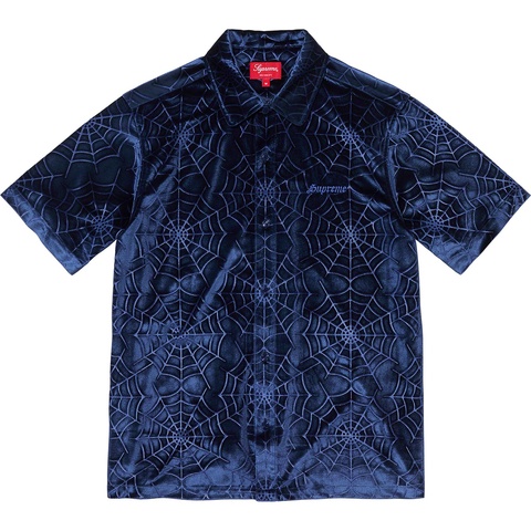 Supreme Spider Web Velvet S/S Shirt - Navy