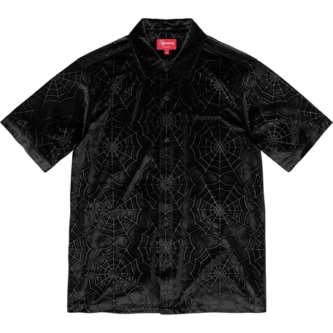 Supreme Spider Web Velvet S/S Shirt - Black