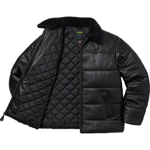 Supreme®/Schott® Shearling Collar Leather Puffy Jacket - Supreme