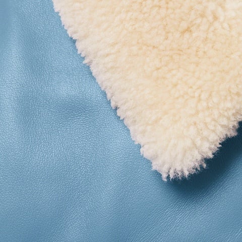 Supreme Supreme®/Schott® Shearling Collar Leather Puffy Jacket - Light Blue