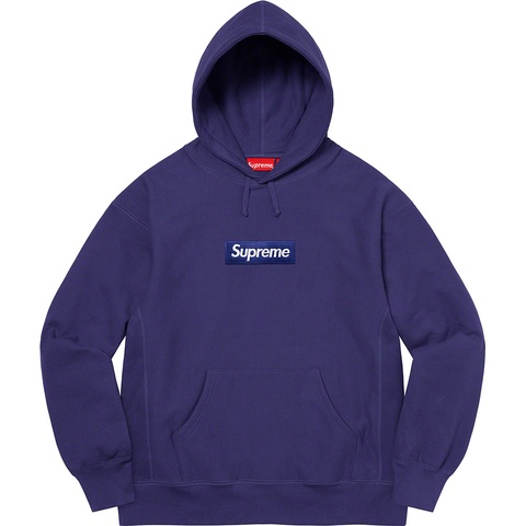 Supreme Box Logo Hooded Sweatshirt - Washed Navy