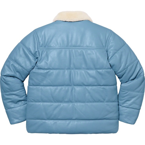 ジャケット・アウター Supreme Schott Shearling Collar Jacket L Supreme Schott Shearling Collar Leather Puffy Jacket Light Blue