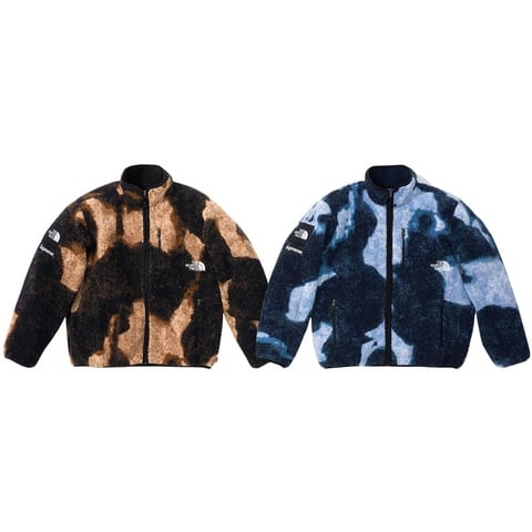 ジャケット・アウター Supreme The North Face Fleece bleached Supreme The North Face Bleached Denim Print Fleece Jacket Indigo