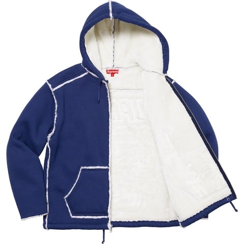 Supreme Faux Shearling Hooded Jacket - Bright Navy