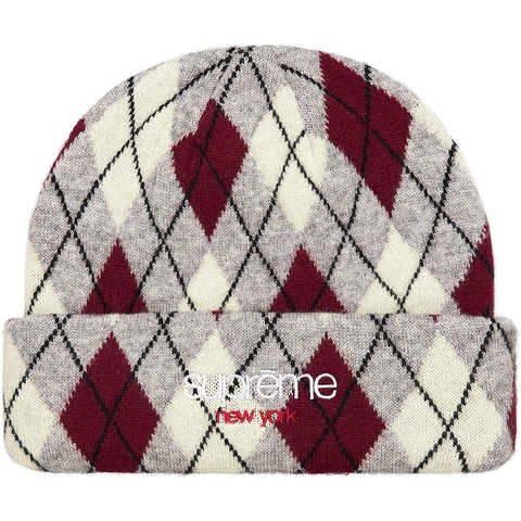 Supreme Argyle Cashmere Beanie - Grey