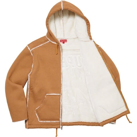 Supreme Faux Shearling Hooded Jacket - Tan