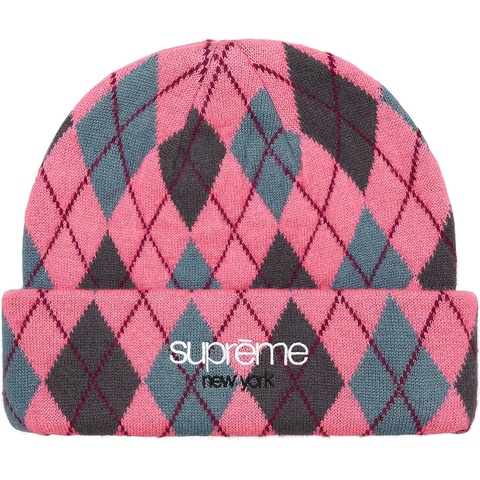 Supreme Argyle Cashmere Beanie - Dusty Magenta