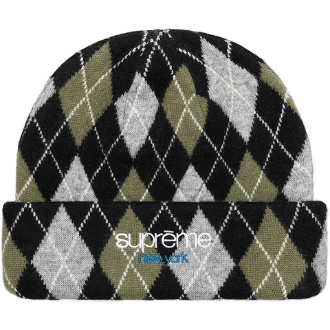 Supreme Argyle Cashmere Beanie - Black