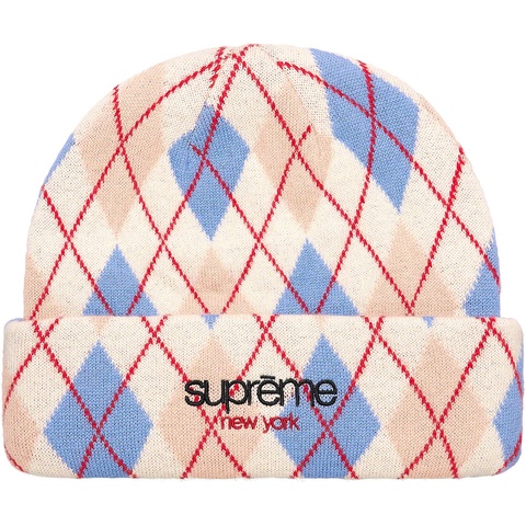 Supreme Argyle Cashmere Beanie - White