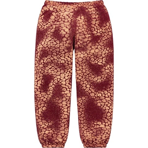 Supreme Bleached Leopard Sweatpant - Cardinal