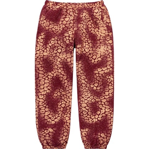 Supreme Bleached Leopard Sweatpant - Cardinal