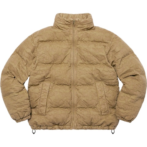 Supreme Fat Tip Jacquard Denim Puffer Jacket - Olive