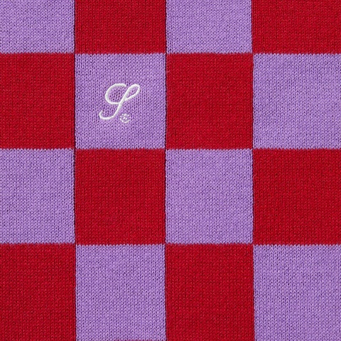 Supreme Checkerboard Zip Polo - Red