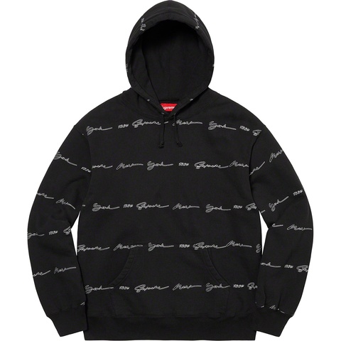Supreme Script Stripe Hooded Sweatshirt - Black