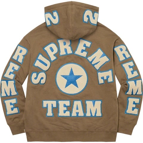 Supreme Supreme Team Chenille Hooded Sweatshirt - Olive Brown